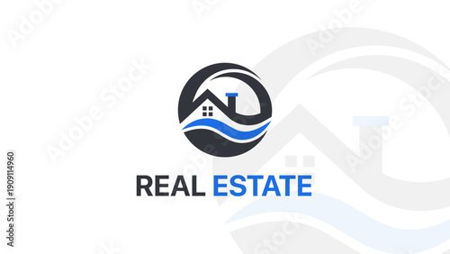 Real Estate Construction Company Logo Design with Modern Building Icon
