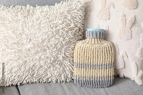 Hot water bottle with cushi...