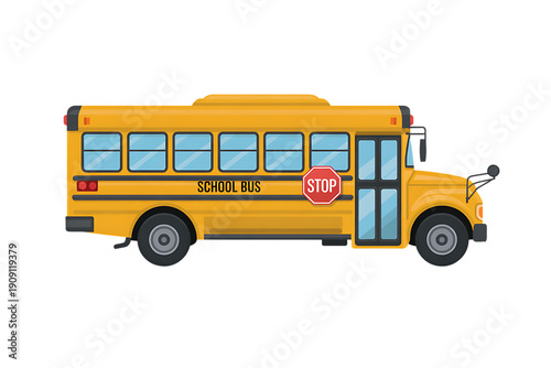Yellow school bus with stop sign illustration
