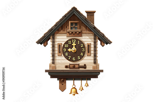 Vintage wooden cuckoo clock with bells