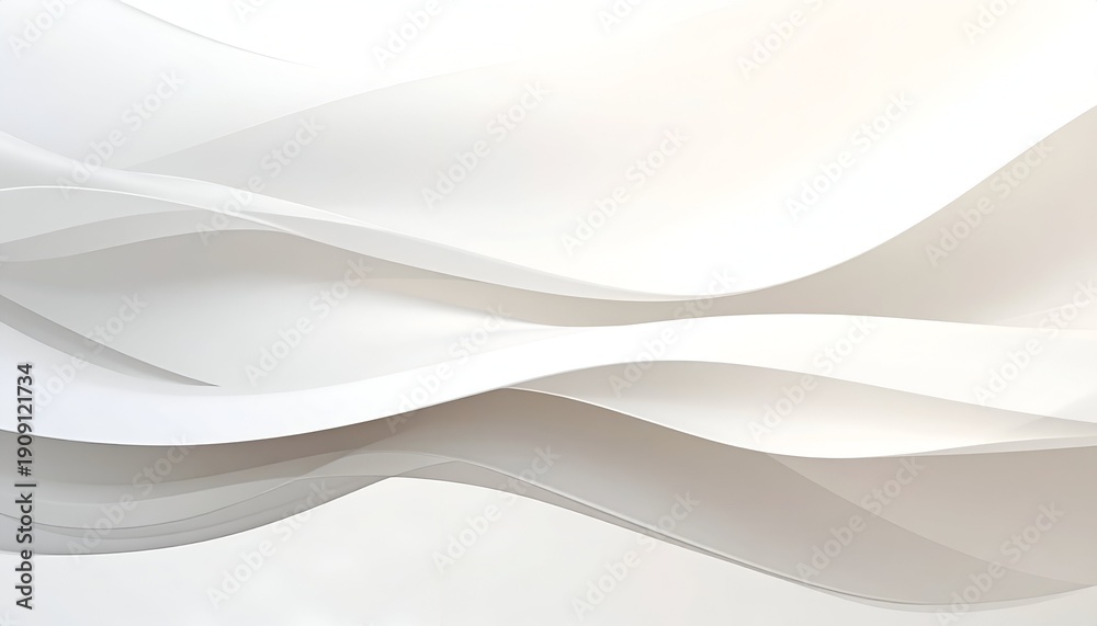 Obraz premium Abstract image of flowing, layered white and neutral-toned curved shapes and light