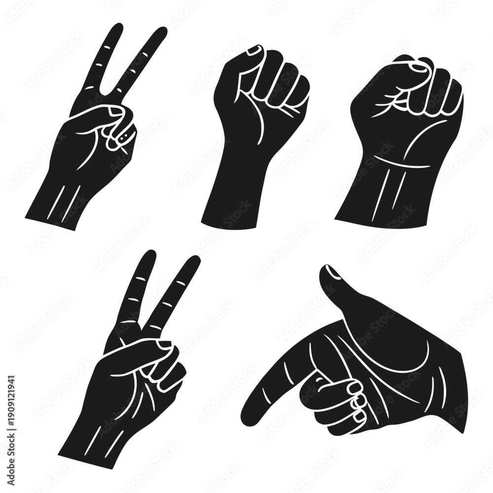 Fototapeta premium A set of hand signs for fingerspelling in american sign language