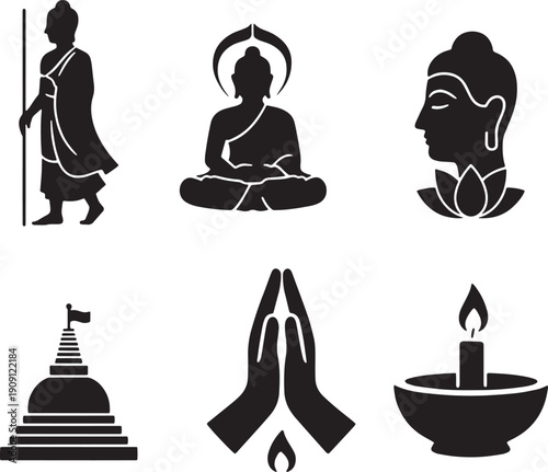 Vesak Buddha purnima silhouette vector