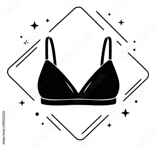 Modern graphic illustration of a bra depicting women's intimate apparel for fashion and beauty concepts