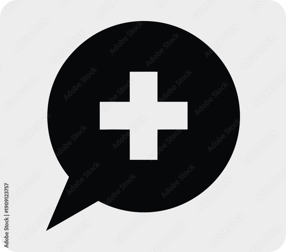 Obraz premium Medical chat icon with cross symbol
