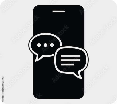 Mobile phone with chat bubbles on screen