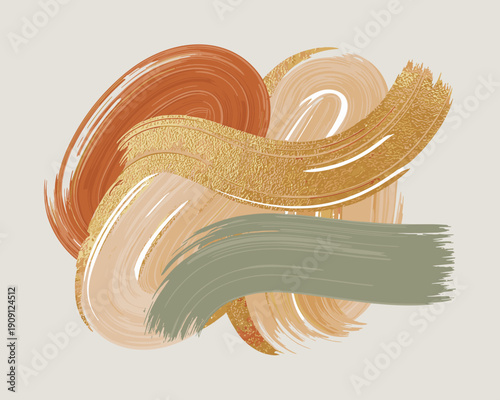 Abstract brush stroke art with gold texture and earthy tones modern minimalist design for contemporary decor and sophisticated branding elegant graphic resource for luxury marketing and upscale presen