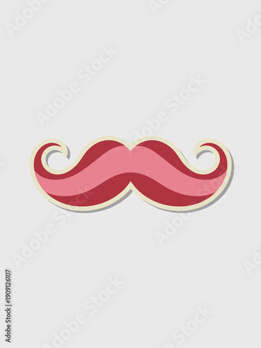 Pink handlebar mustache graphic element retro style cartoon character facial hair symbol for fun quirky celebrations playful party accessory vintage design element for social media posts marketing pro