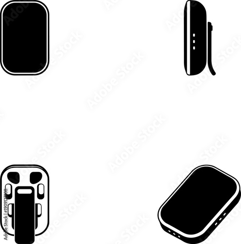 4 view  Set of mobile phone and technology vector icons for web and communication design