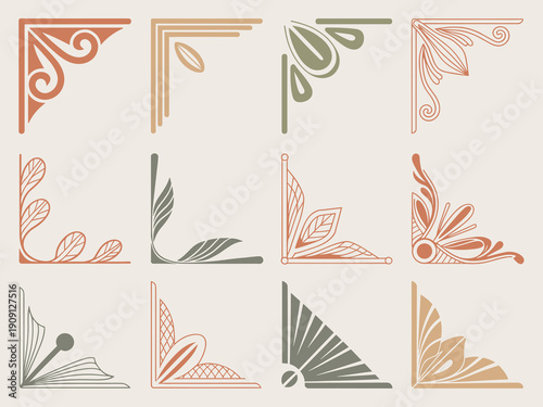 Set of 12 decorative corner accents and borders elegant vintage floral leaf and scroll designs for invitations cards scrapbooking graphic design elements for page decoration and framing projects styli