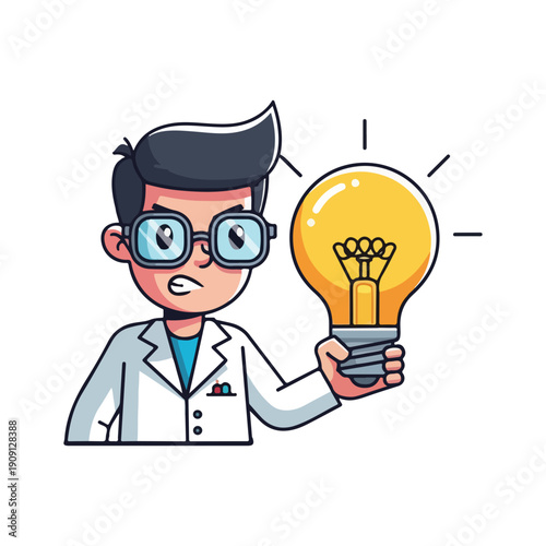 A Scientist or Inventor with a Big Idea Light Bulb