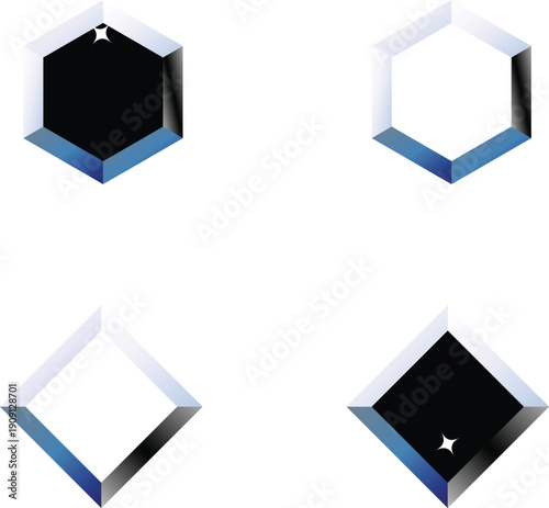 Картината върху платно Luxury metallic hexagon frame set with beveled diamond shapes for premium jewelr