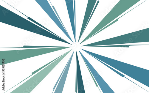 Abstract sunburst radial lines background with blue and green gradient stripes emanating from center point representing energy growth innovation technology data flow concept for presentations websites
