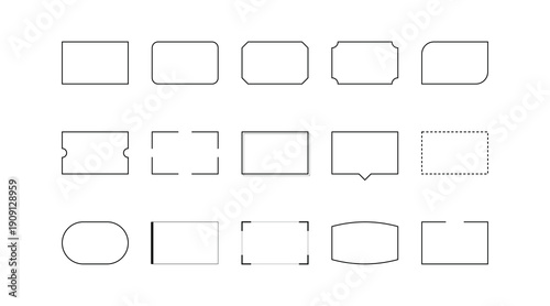 Minimalist outline frame set with simple geometric borders and thin line shapes for vector design