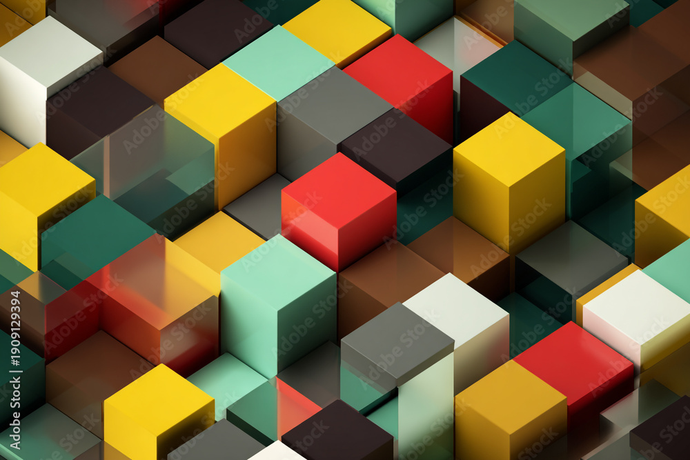 Obraz premium Vibrant 3D cubes in modern colorful geometric pattern