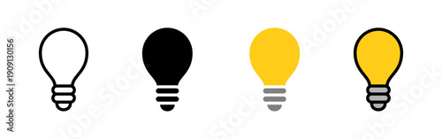 シンプルな電球のアイコンセット (ベクター)