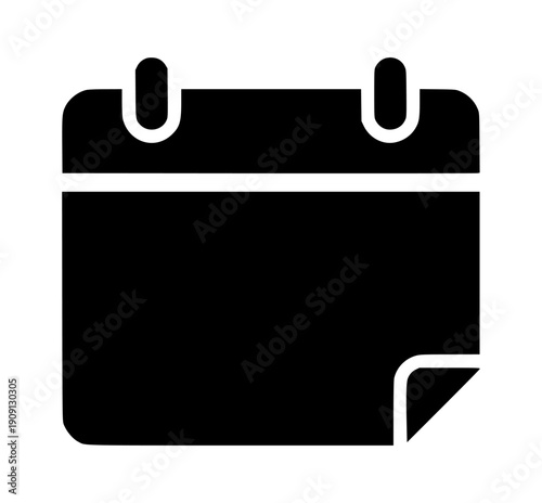 Minimalist black calendar icon with a blank page, symbolizing scheduling, event planning, task management, important dates, and appointment reminders, offering a conceptual space for custom details 