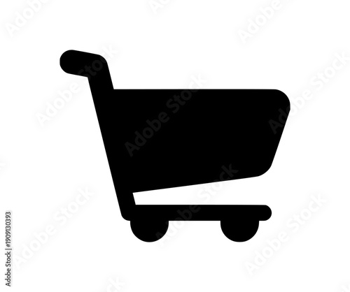 A black shopping cart icon representing e-commerce, retail, and online shopping activities. Perfect for websites and apps
