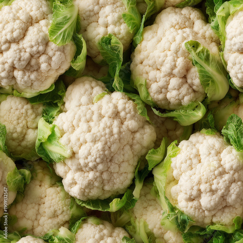 Seamless tiling photorealistic pattern of cauliflowers for infinite backgrounds or textures