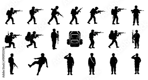 Silhouette Soldiers Collection: Military Force Icons
