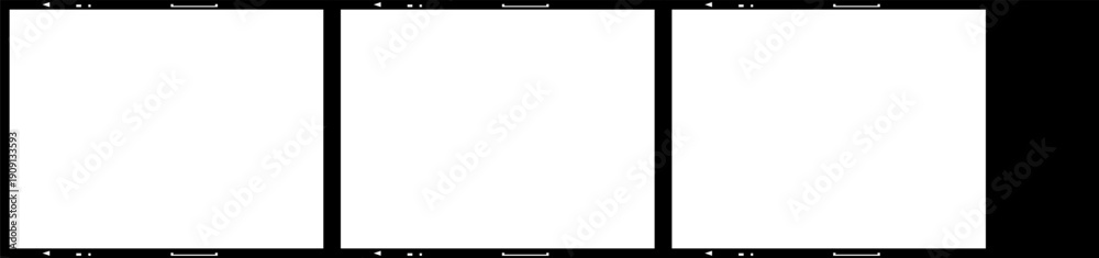 Obraz premium Grunge movie film strips collection, vintage filmstrip roll frame, photo background. Old video movie filmstrip overlay, cinema, photograph camera strip. Old retro cinema movie strip video recording.