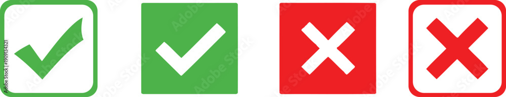 Fototapeta premium Check and cross green white