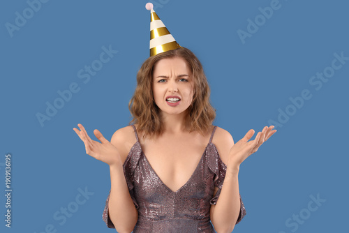 Displeased young woman in p...