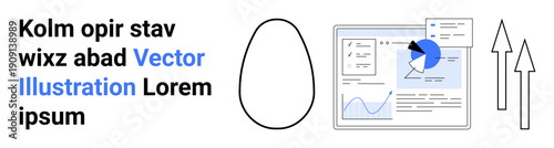 Data analysis, business growth, finance trends, productivity insights, market research, and strategy planning. Graphs, charts and an arrow theme. Data analysis and business growth concept