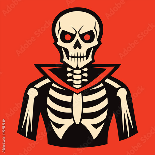 Menacing Skeleton with Fiery Eyes