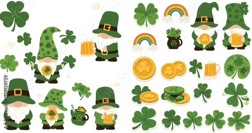 Cute cartoon vector illustration set featuring funny cactus characters with birds and animals in a nature collection of green summer plants and decorative art design elements