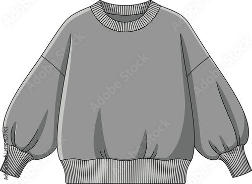 Stylish Oversized Gray Sweater Illustration: A Cozy and Fashionable Wardrobe Essential for Creative Projects and Apparel Designs with its Contemporary Style