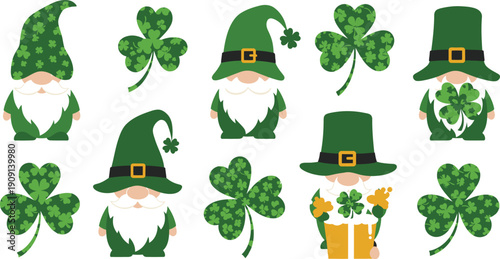 Seamless cartoon pattern featuring green shamrocks, clovers, and leprechaun hats mixed with lucky Irish vegetables and fruits for a festive Saint Patrick's Day celebration illustration vector