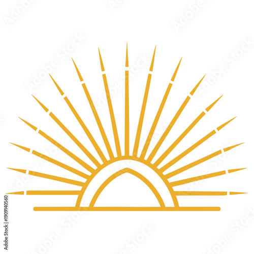 A yellow sun rising over the horizon