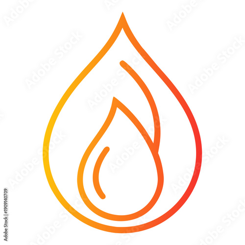 A stylized orange and red teardrop shape on a white background