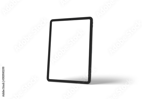 Tablet device isolated on transparent background. Silver color. 3d rendering