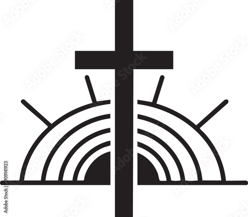 Set of religious vector cross symbols featuring gold crucifix icons and holy spiritual signs for church or faith illustrations