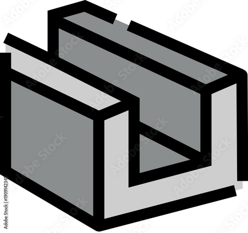 U channel beam icon illustrating a common metal profile used in construction, engineering, and various industrial applications, representing strength and support