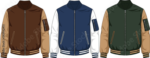 Varsity Jackets in Various Colors: Stylish and Trendy Apparel for Fashion Enthusiasts, High School and College Students, Sports Teams, and Casual Wear