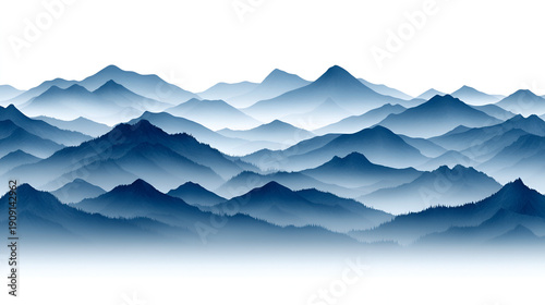 Ethereal blue mountain range vista