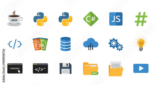 Collection of Technology and Programming Icons.