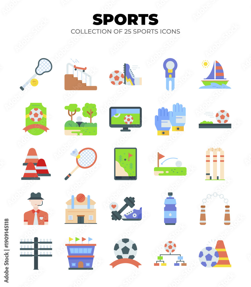 Obraz premium Collection of 25 Sport Icons. A Vibrant Set of Sport Game and Equipment Graphics