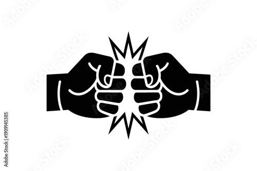 Fist bump with crown and lightning bolts emblem