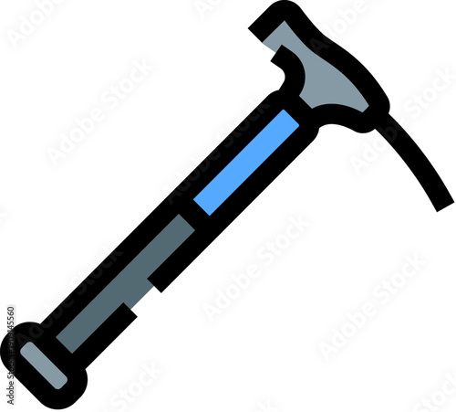 Ice axe icon representing essential mountaineering and ice climbing gear for navigating icy slopes and summits, flat vector symbol for outdoor, alpine and winter adventure