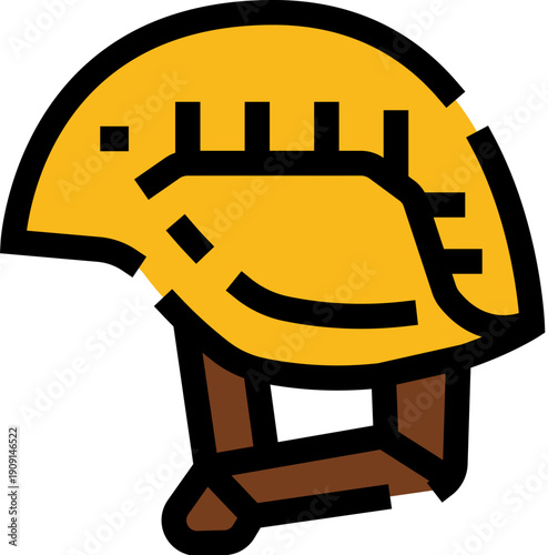 Yellow climbing helmet representing equipment for outdoor sports, rock climbing, and safety gear, protecting the head from impacts in challenging environments