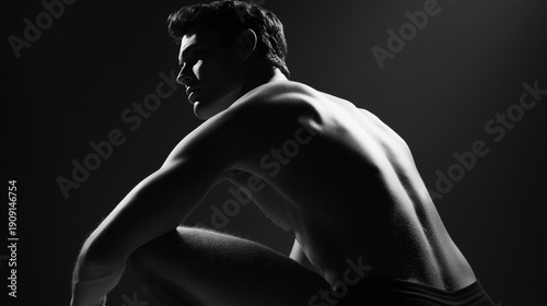 A man is sitting on the ground with his back to the camera