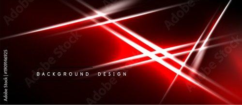 Abstract red lines intersect dark background. Bright streaks create dynamic visual effect. Modern design element for digital projects.