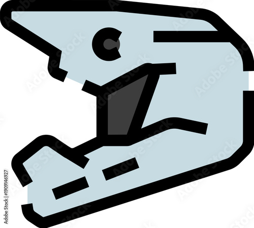 Motocross helmet icon representing off road motorcycle head protection and safety for racing and adventure, minimal black outline vector symbol for sport, speed, and performance