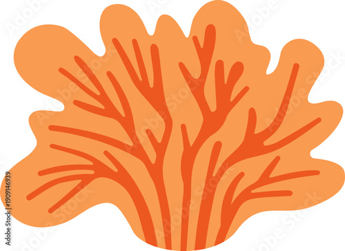 Vibrant orange underwater plant rendered with an artistic brush stroke painting technique, creating a lively organic illustration for nature-themed designs