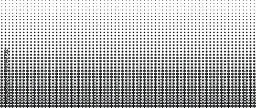 Halftone vector texture of gradient geometric black flowers. Seamless pattern with a smooth transition. Abstract tech smooth transition for background and backdrop. Cute gradient grid.