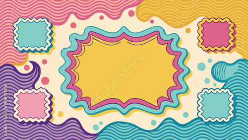 Clean wavy corrugated frame in black and white, perfect for modern graphic design projects and abstract backgrounds.